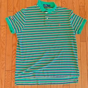 Polo Ralph Lauren prima soft touch shirt mens green XL 100% cotton stripes polo